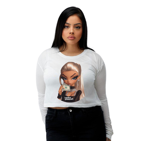 2 Women's Long Sleeve Cropped T